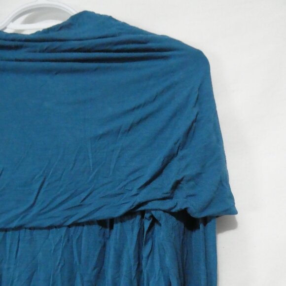 COVET | small | Elegant Blue Cowl Neck Long Sleeve Sweater Dress - Picture 11 of 14